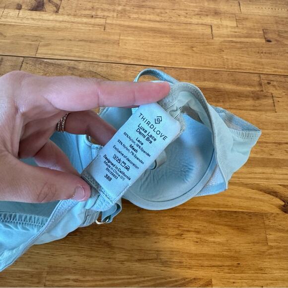 Thirdlove Luxe Lace Demi Cup Underwire Bra Light Blue Size 38B - Picture 4 of 4